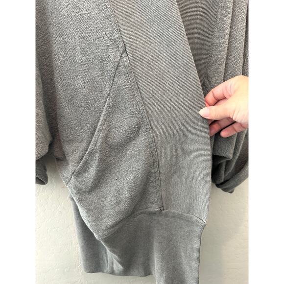 FREE PEOPLE BEACH Gray Open Front Cardigan Slouchy Balloon Sleeve Sweater Small - Picture 4 of 6